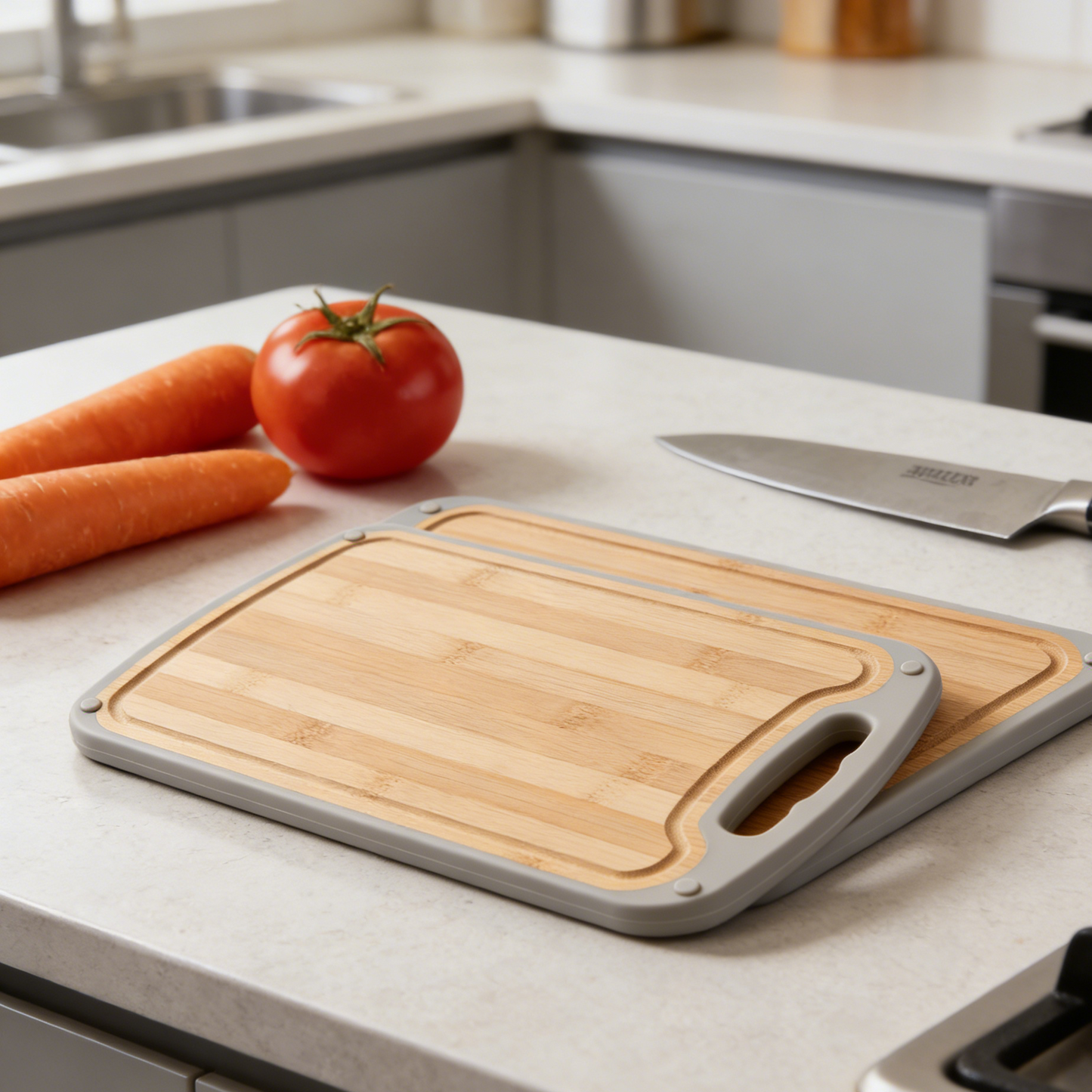 Bamboo Cutting Board Set (Large & Small, 2-Piece)