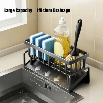 Kitchen Sink Metal Drain Rack Self Draining Storage Basket
