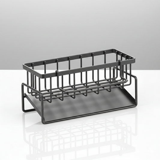 Kitchen Sink Metal Drain Rack Self Draining Storage Basket